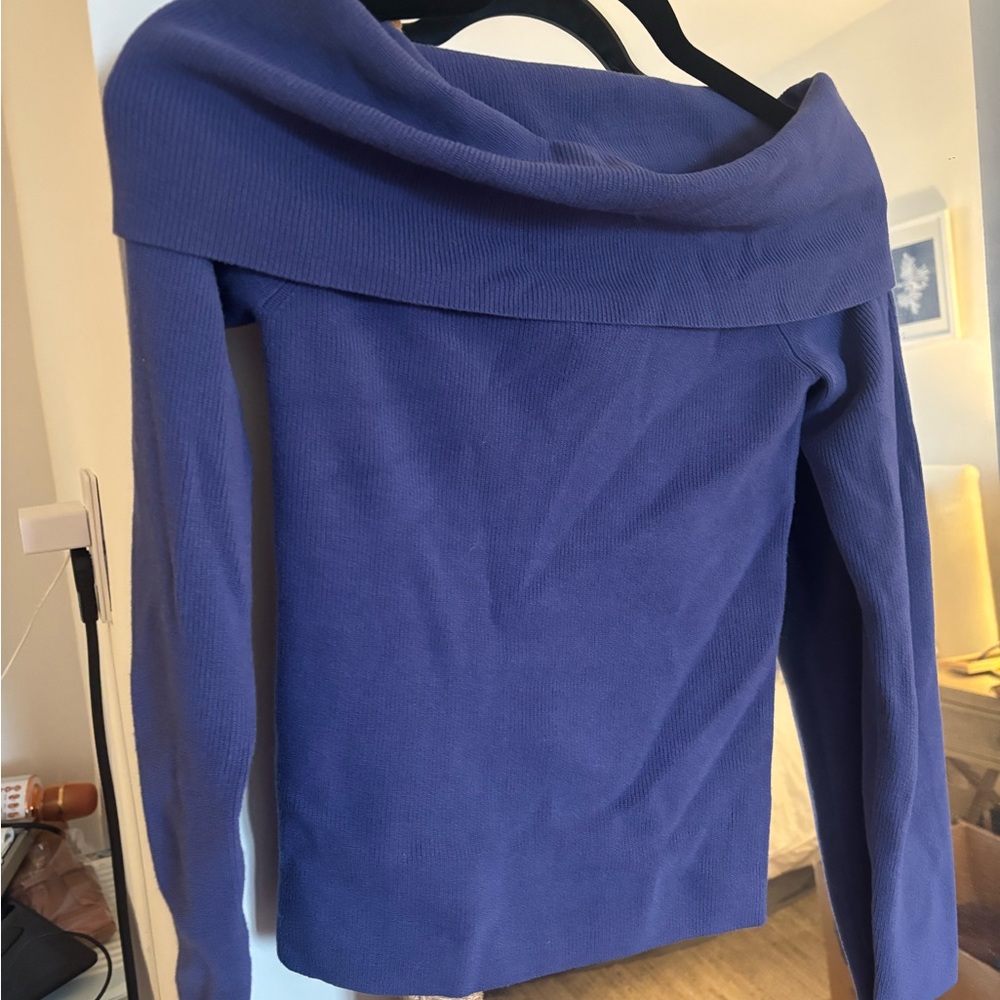 NWT Aritzia Women's Off-Shoulder Blue Sweater